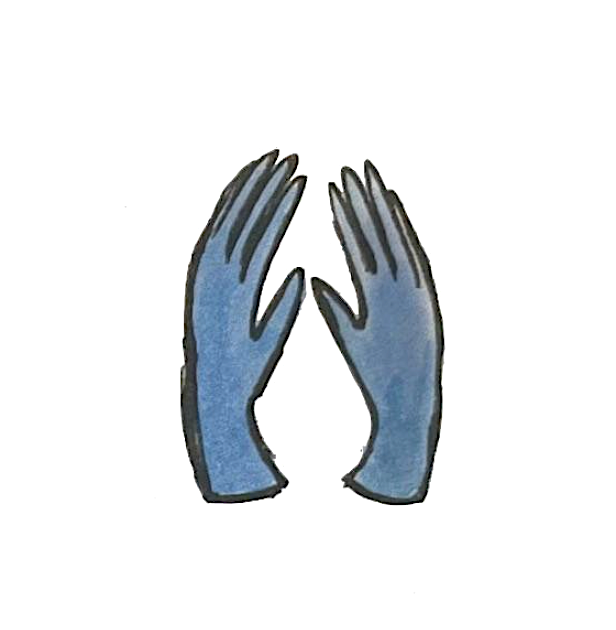 Hand-drawn image of two hands with palms facing each other